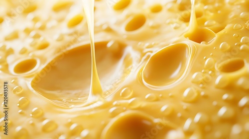 Golden Liquid Pouring Over Cheese Surface photo