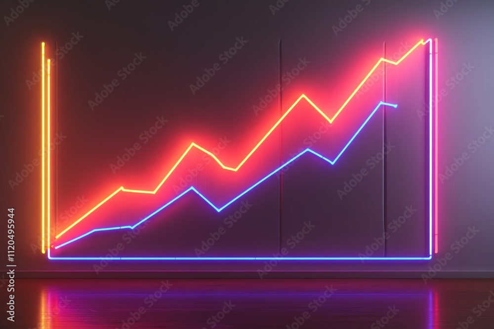 A Neon Graph Representing Quarterly Business Performance A Neon Graph Representing Quarterly Business Performance