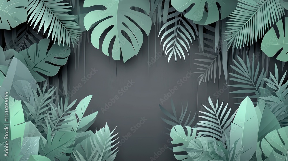 Tropical foliage background with green leaves. Tropical foliage background with green leaves.