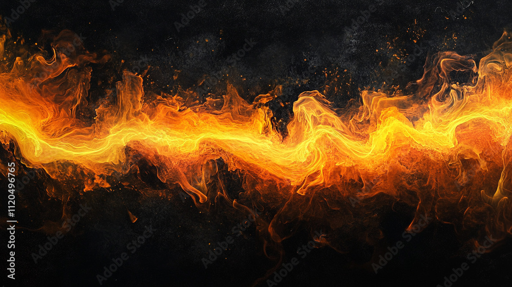 Fototapeta premium Fiery Abstract Background Orange Flames Burning Texture Hot Energy Dark Design