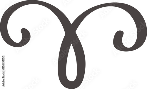 Dark brown aries zodiac sign forming an infinity symbol, representing the endless cycle of life, death, and rebirth associated with the astrological sign of aries