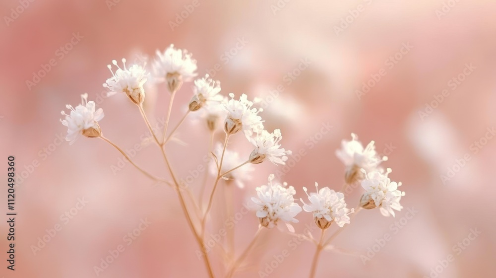 Delicate white flowers in soft pink background. Delicate white flowers in soft pink background.