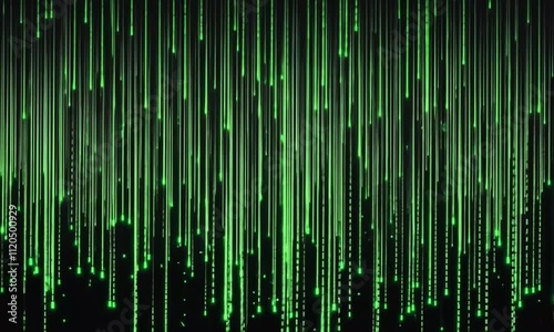 Green Code Cascading Down Against Black Background with Matrix Code Theme and Digital Style