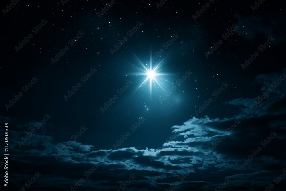 A star is shining brightly in the night sky. Unique or different concept A star is shining brightly in the night sky. Unique or different concept