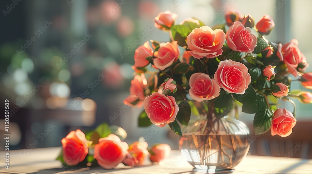 Fototapeta premium Beautiful flowers on table in wedding day.
