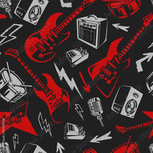 Colorful music patterns and symbols