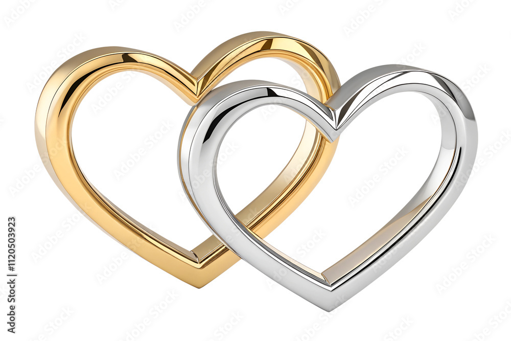 Beautiful heart shaped rings in gold and silver transparent