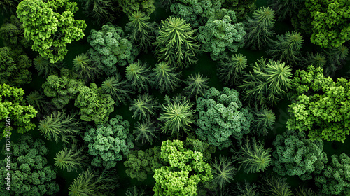 Deodar Cedar, Spruce, and Pinus Sylvestris Trees: Top view renderings for landscape plans and architectural layouts.