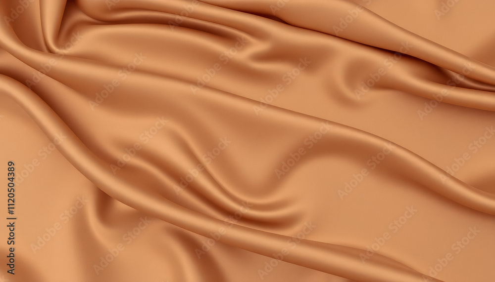 Fototapeta premium Shiny orange satin fabric in smooth, flowing folds, showcasing a luxurious and vibrant texture.
