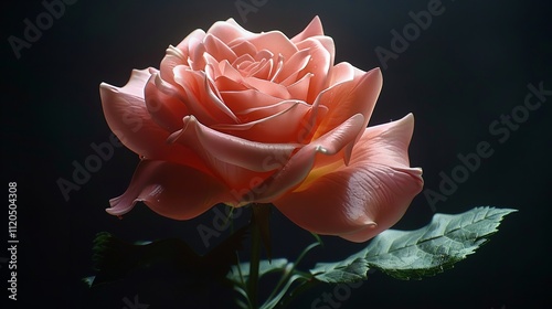 Darkly Elegant Floral Card: Beautiful Rose on Black Background with Vintage Touch
