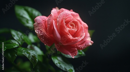 Darkly Elegant Floral Card: Beautiful Rose on Black Background with Vintage Touch
