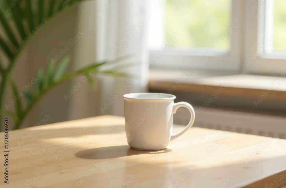 Reusable coffee cup on minimalist wooden table with soft light Reusable coffee cup on minimalist wooden table with soft light