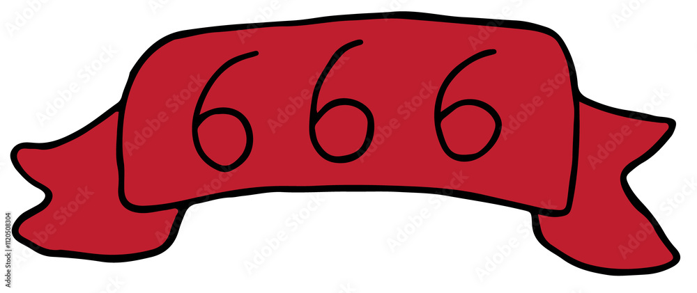 illuminati symbols, the numbers six hundred sixty six in black on a dark red ribbon illuminati symbols, the numbers six hundred sixty six in black on a dark red ribbon
