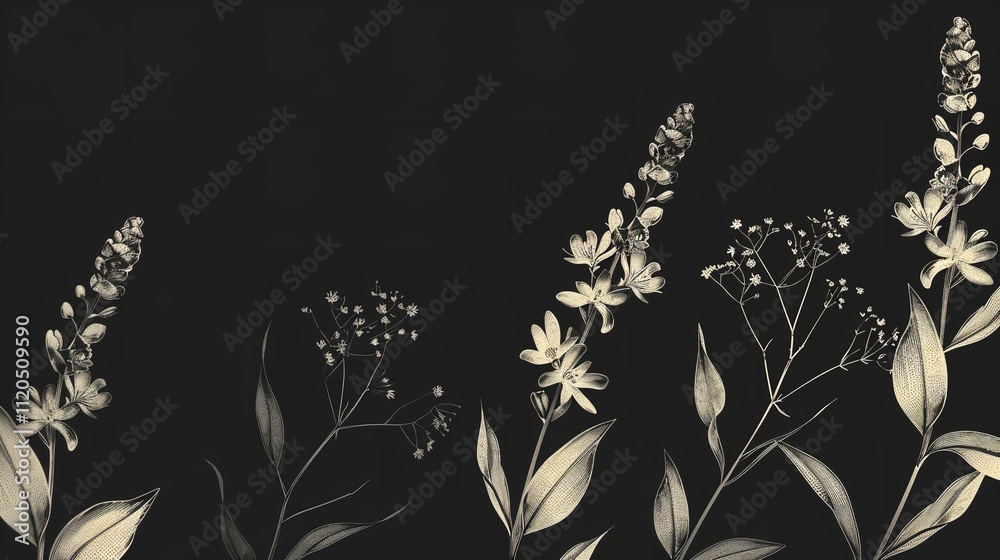 Fototapeta premium Beautiful Artistic golden decorative floral set