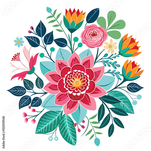 a colorful design of flowers and leaves with the word spring on it