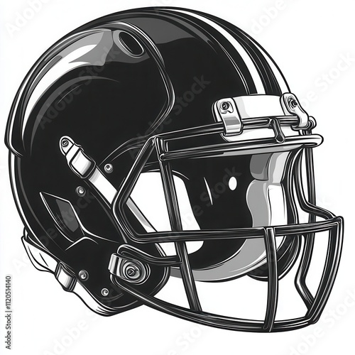 a rugby helmet clipart, safety gear, bold black design, isolated on white background photo