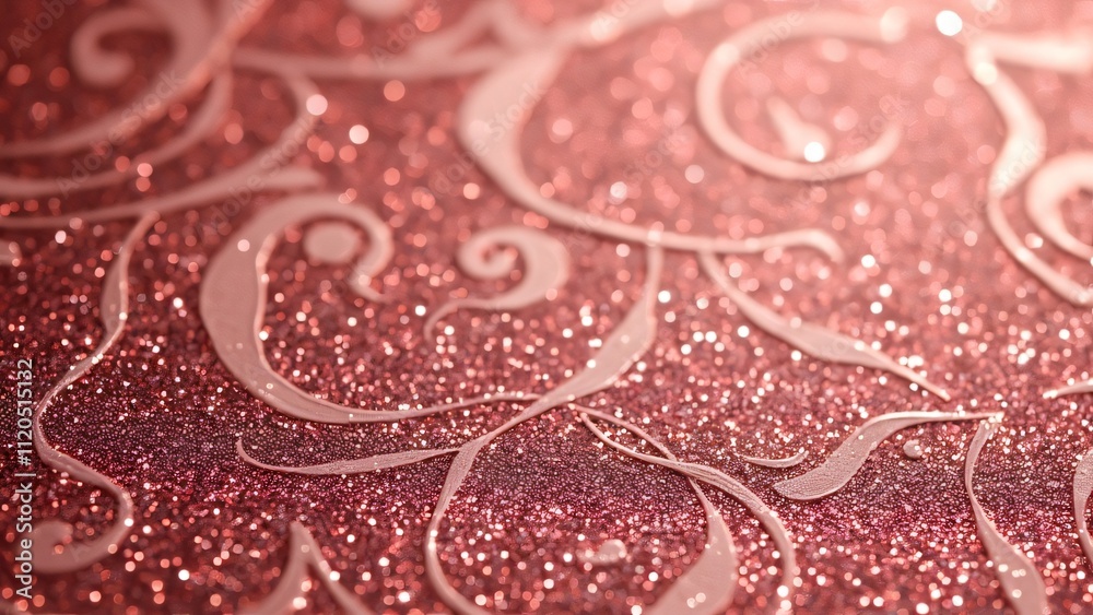 Rose Gold Glitter Background, Festive Swirls & Sparkles for Luxurious Designs