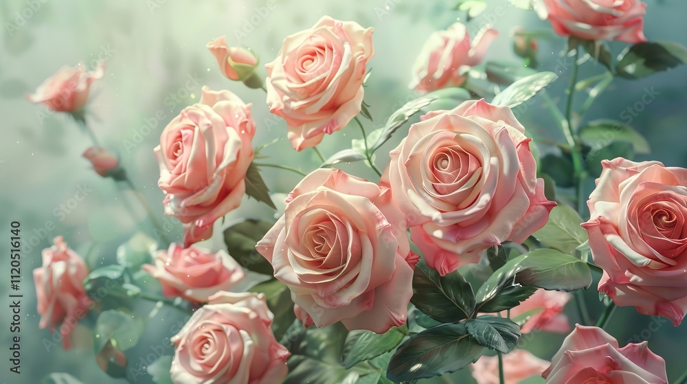 A Bunch of Pink Roses in a Vase A Bunch of Pink Roses in a Vase
