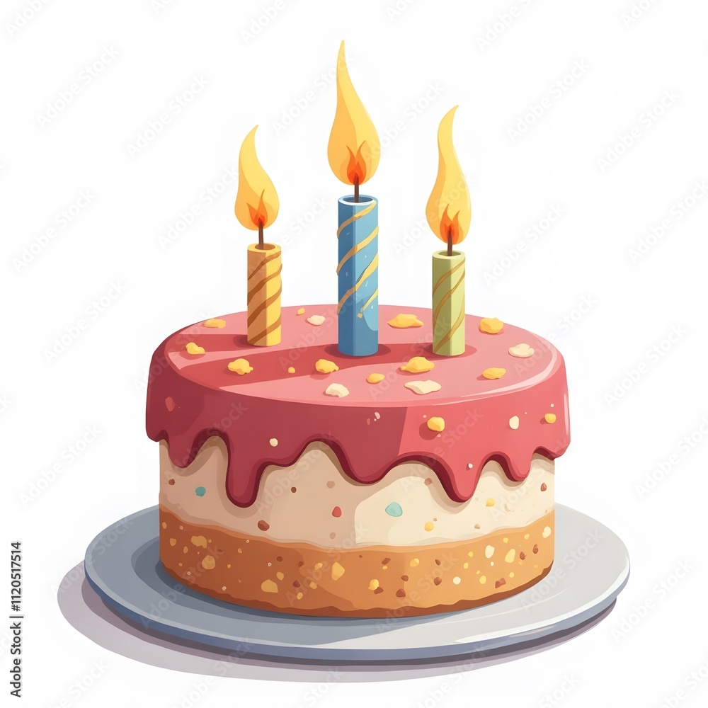 Birthday Cake with Candles - Festive Dessert, Isolated on White Background
Birthday Cake with Candles - Festive Dessert, Isolated on White Background