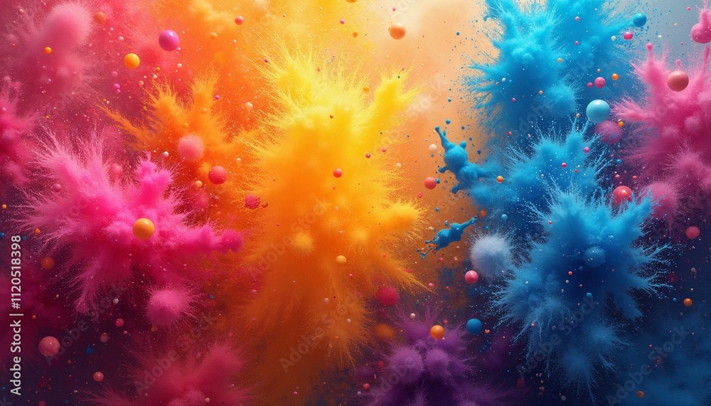 Fototapeta premium Vibrant abstract festive background with colorful splashes and energetic textures creating a joyful atmosphere
