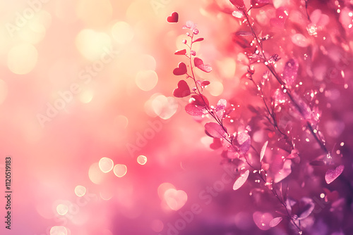 Pink and red gradient Valentine's Day background with minimalistic icons