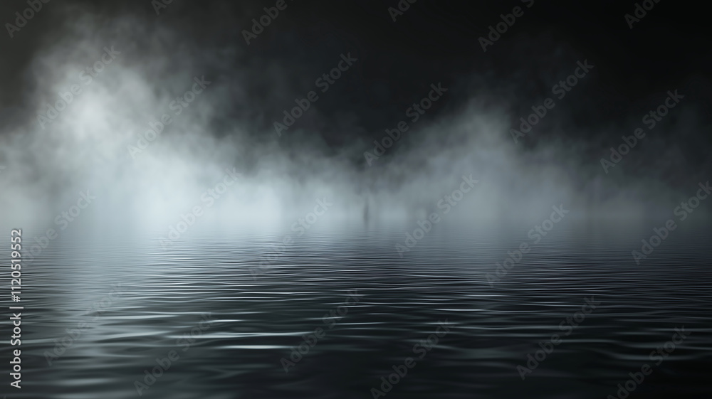 Naklejka premium Mysterious Foggy Lake with Moody Atmosphere