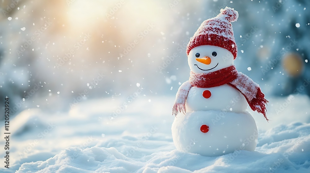Snowman in a snowy setting, adding a whimsical touch to the winter season. Snowman in a snowy setting, adding a whimsical touch to the winter season.