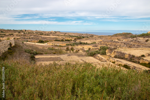 Obraz na płótnie Gozo (Għawdex) Island landscape around the village of Għarb and Basilica and Collegiate Parish church of the Visitation of Our Lady (Santwarju Bażilika tal-Madonna ta' Pinu) Malta w salonie