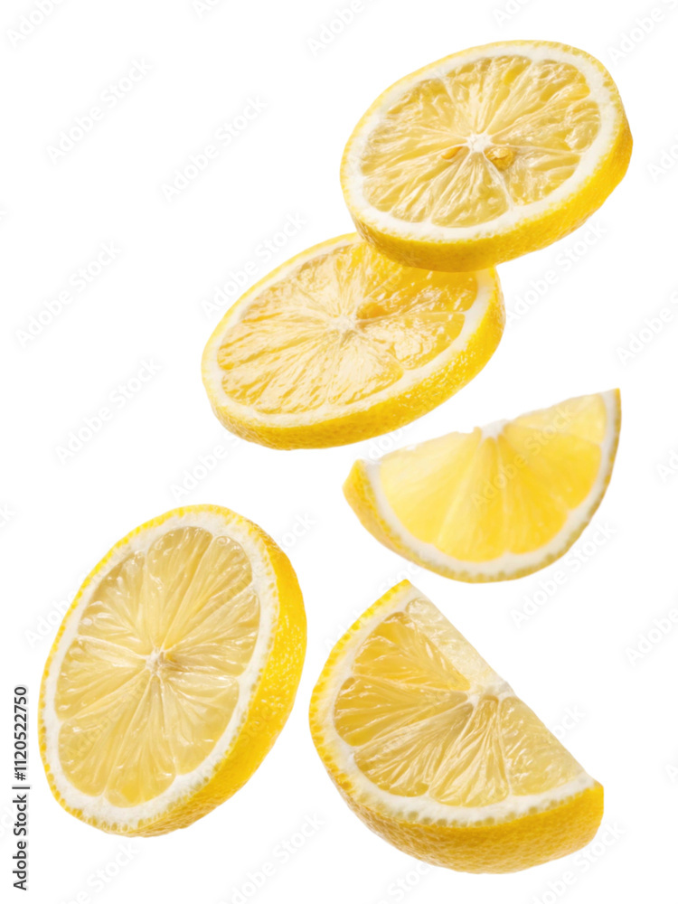 Fototapeta premium Lemon and lime slices isolated on white. 
