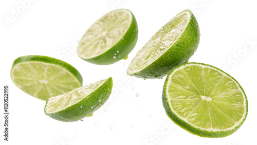 Lemon and lime slices isolated on white.  © sadi