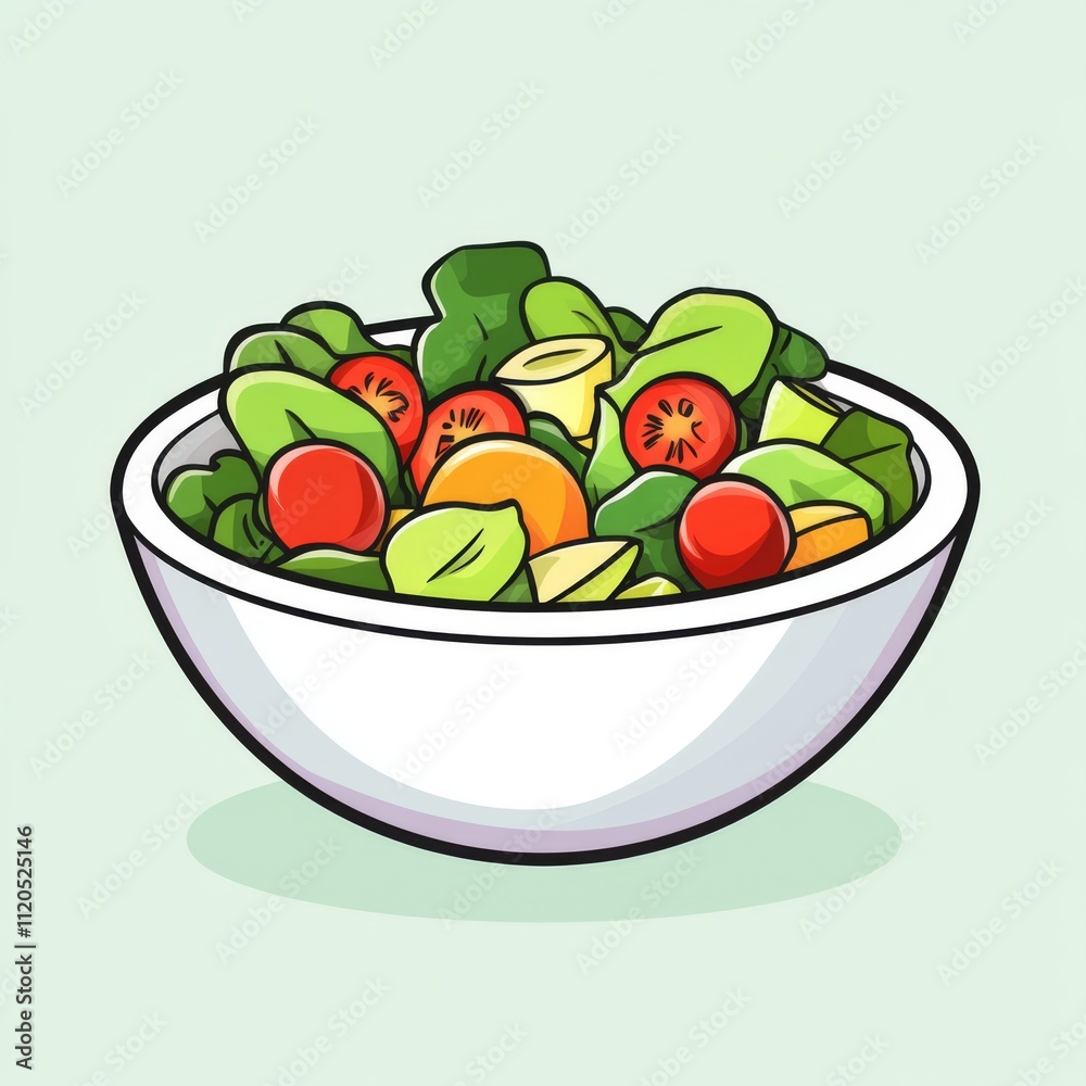 Fresh salad in a white bowl with tomatoes, lettuce, and other vegetables. Fresh salad in a white bowl with tomatoes, lettuce, and other vegetables.