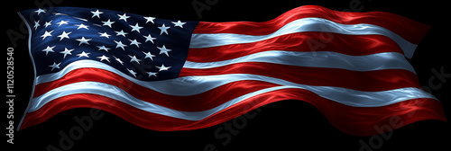 Waving USA Flag
A dynamic depiction of the American flag in low light, accented with sparkling details, symbolizing patriotism and pride