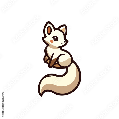 Vector fox icon. Cartoon fox logo. Fox drawn in anime style. Cute fox. Colored fox. Orange foxes brand. Wild fox in classic style. Vector illustration.