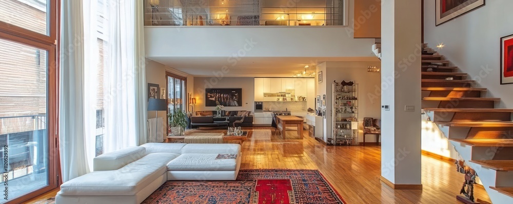 Stylish two-floor apartment with open space, combining practicality and elegance in every corner Stylish two-floor apartment with open space, combining practicality and elegance in every corner