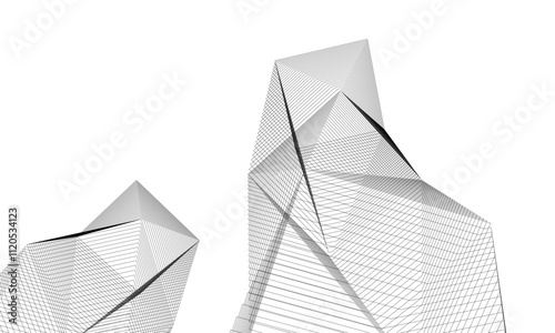 Architectural 3d illustration of a building. Vector drawing