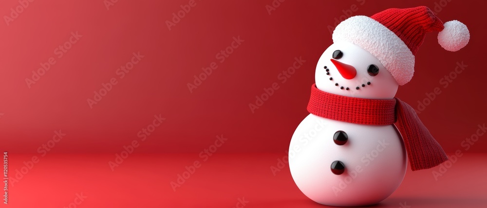 A cheerful snowman adorned with a bright red scarf and matching hat stands in a snowy landscape, embodying the festive spirit of Christmas. A cheerful snowman adorned with a bright red scarf and matching hat stands in a snowy landscape, embodying the festive spirit of Christmas.