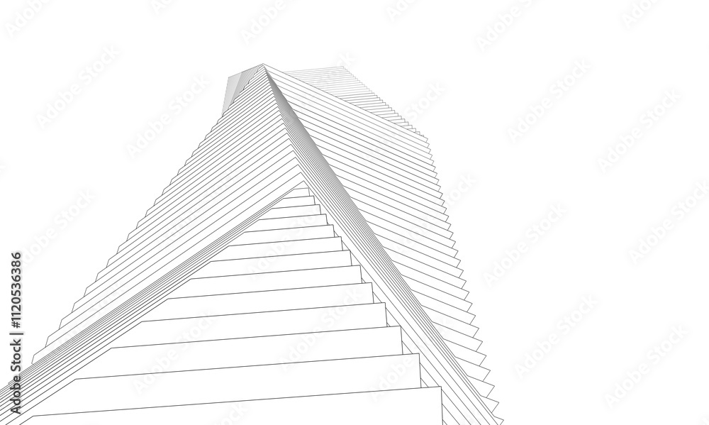 Fototapeta premium Architectural 3d illustration of a building. 