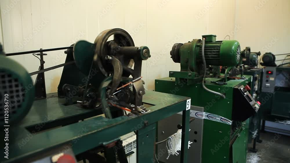 Industrial machinery operating in a factory setting