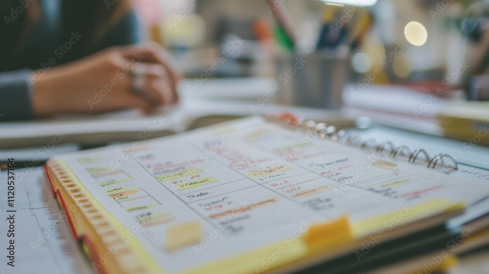 Open Planner Shows Busy Schedule With Notes And Reminders Open Planner Shows Busy Schedule With Notes And Reminders