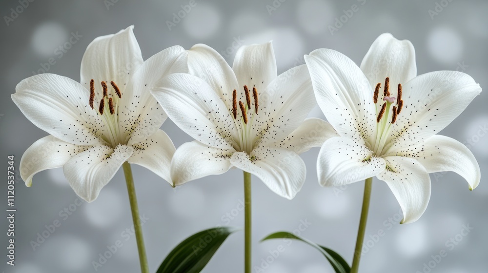 Fototapeta premium Three elegant white lilies.