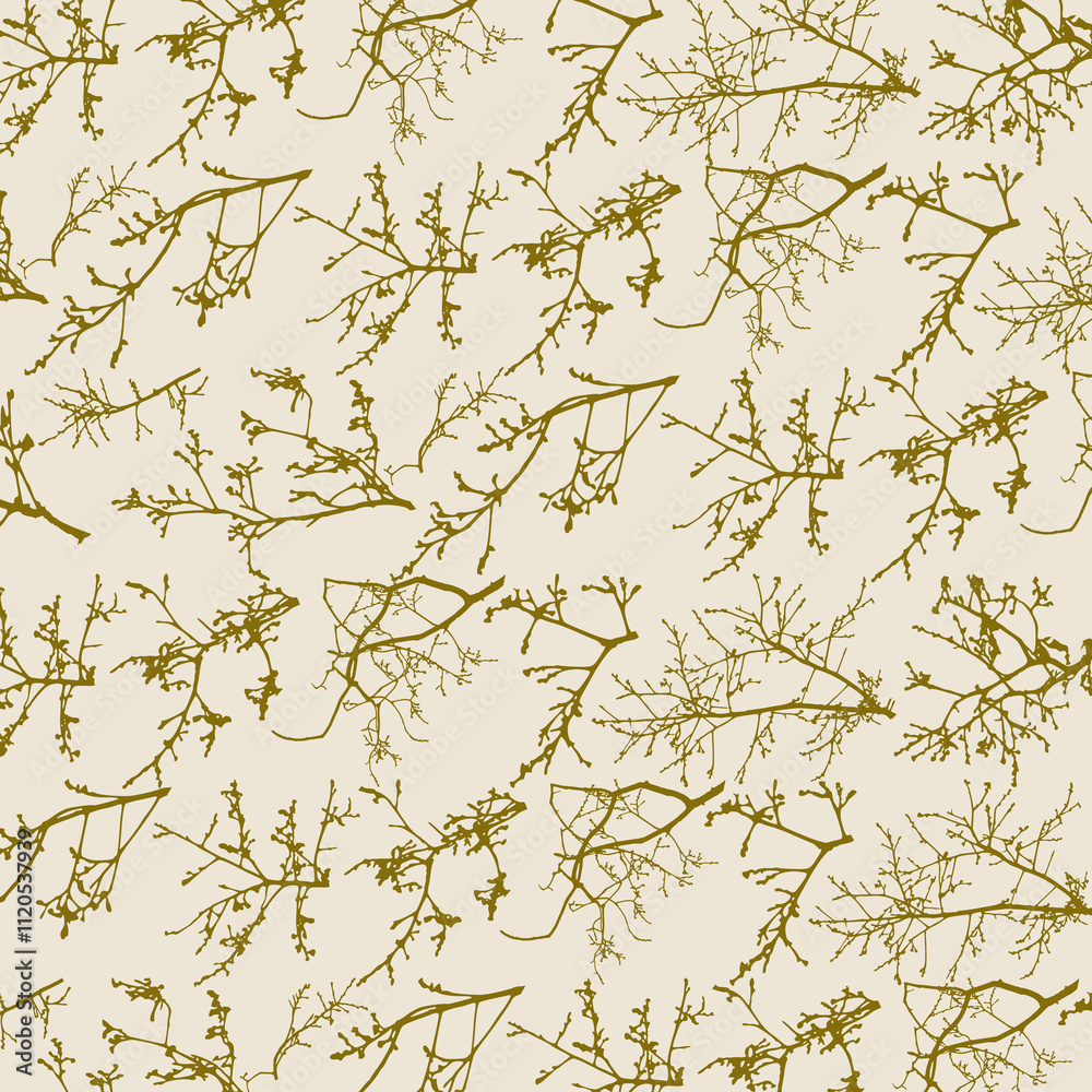Fototapeta premium Seamless pattern with tree branches silhouette. Napkin, napkin with original design. 