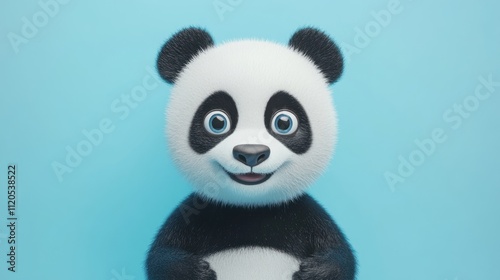 Adorable Cartoon Panda Against A Light Blue Background