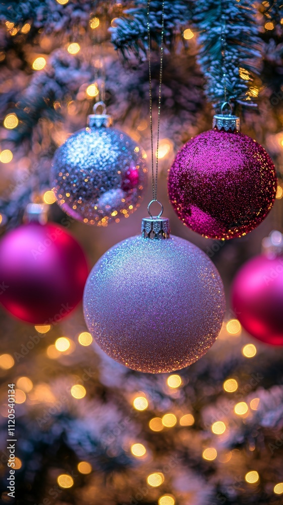A beautifully adorned Christmas tree showcasing numerous ornaments and twinkling lights, creating a festive and joyful atmosphere.