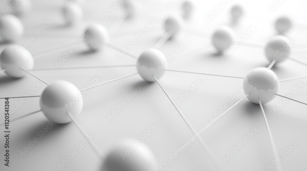Three dimensional render of white connected spheres Three dimensional render of white connected spheres