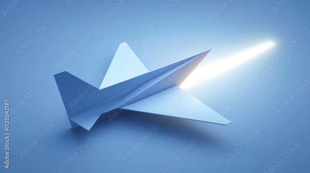 Paper Airplane Taking Flight Against Blue Sky Paper Airplane Taking Flight Against Blue Sky