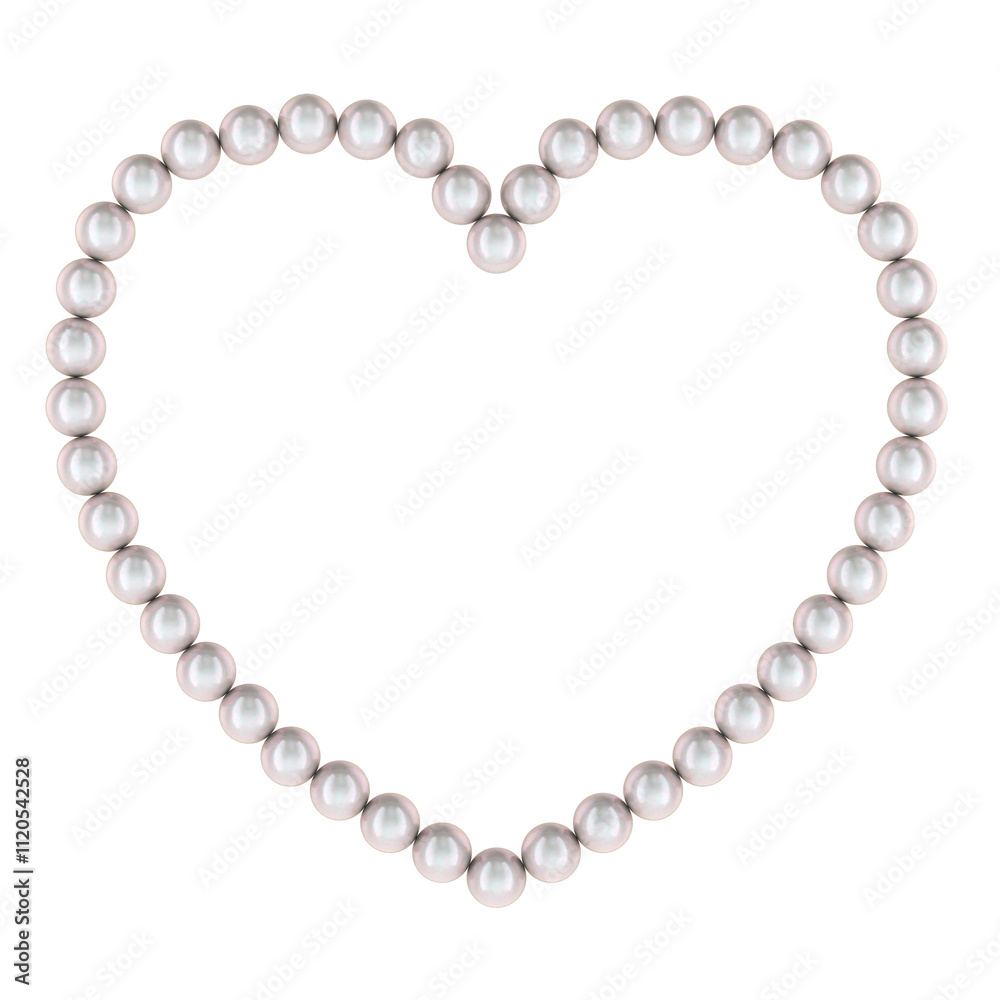 Heart from white pearls, 3D rendering isolated on transparent background Heart from white pearls, 3D rendering isolated on transparent background