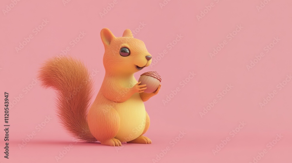 Adorable Cartoon Squirrel Holding an Acorn Adorable Cartoon Squirrel Holding an Acorn