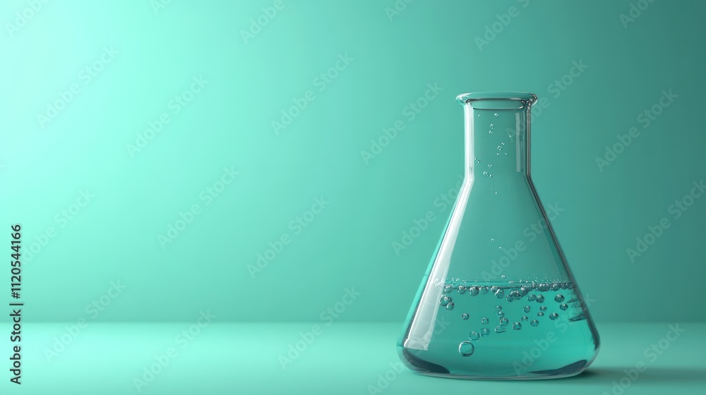 Glass Erlenmeyer Flask Filled With Teal Liquid Glass Erlenmeyer Flask Filled With Teal Liquid