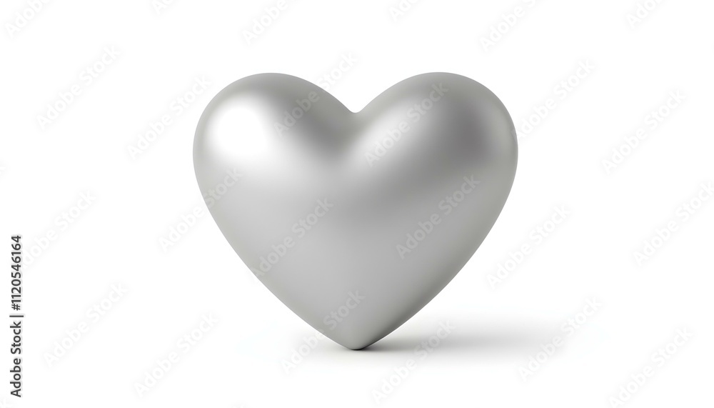 3D render of a metallic silver heart with a brushed texture, isolated on a white background, with highlights accentuating its shape create with ai 3D render of a metallic silver heart with a brushed texture, isolated on a white background, with highlights accentuating its shape create with ai
