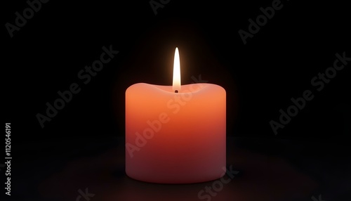 candle 3D render with a soft glow surrounding it isolated on a black background create with ai